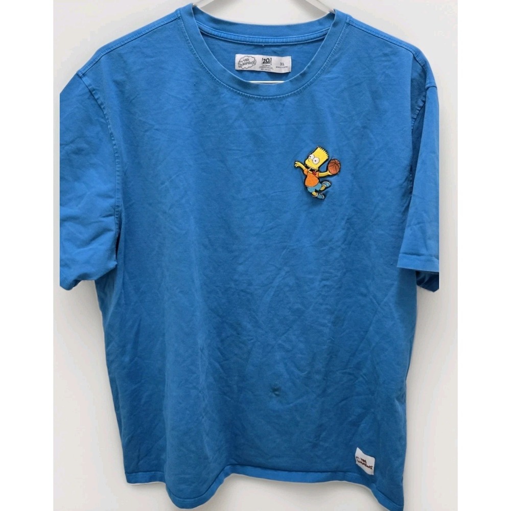 The Simpsons Bart Simpson Basketball Embroidered T Shirt Blue Mens 3XL Stretchy! - Picture 3 of 6